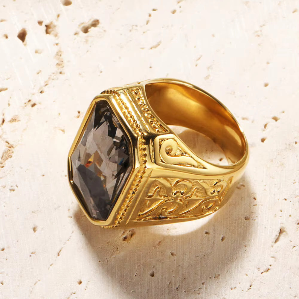 Square Band Shiny Gemstone rings