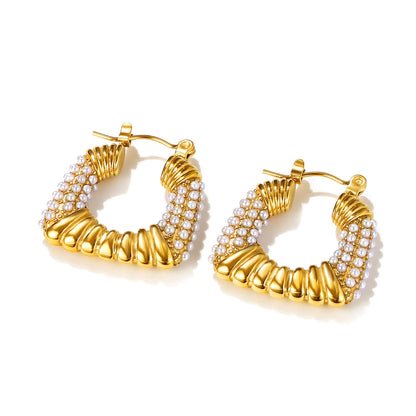 Pearl and Zircon Irregular Earrings