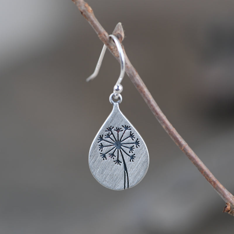 Dandelion Flower Pattern Dangle Earrings