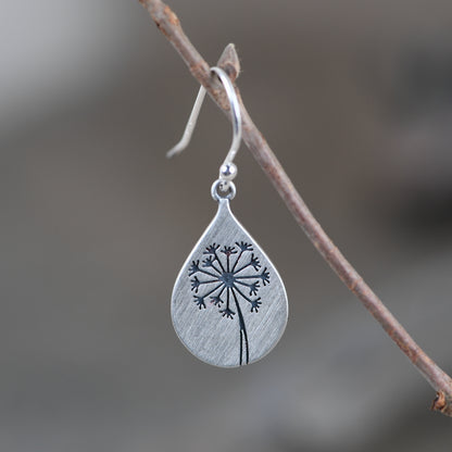 Dandelion Flower Pattern Dangle Earrings