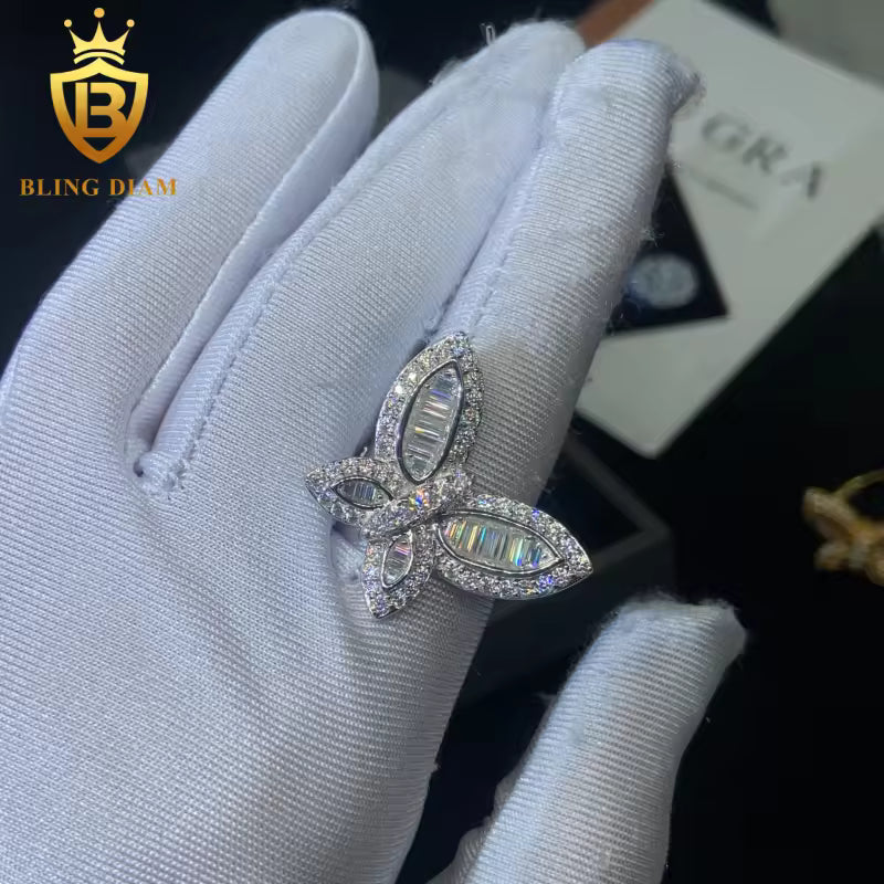Butterfly-shape moissanite ring
