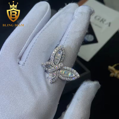 Butterfly-shape moissanite ring