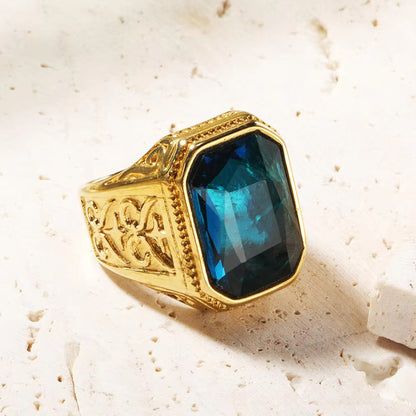 Square Band Shiny Gemstone rings