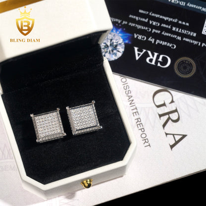 VVS Iced-Out Square Moissanite Stud Earrings
