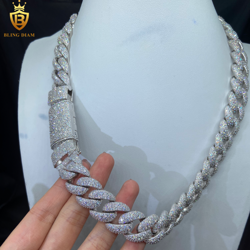 Iced Out Mosaic Setting Moissanite Cuban Chains
