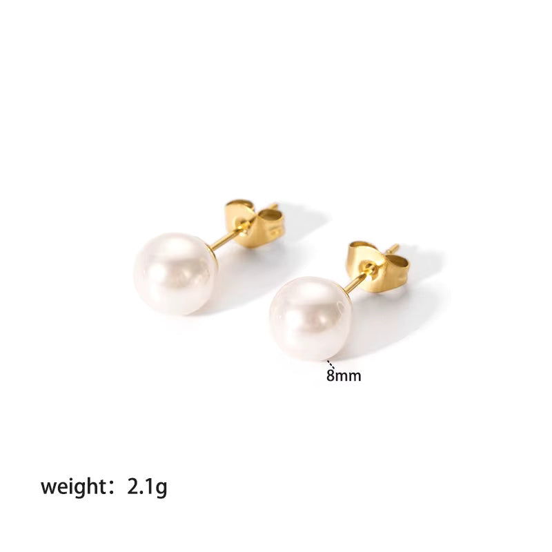 Shell Pearl Stud Earrings