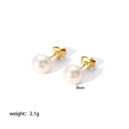 Shell Pearl Stud Earrings