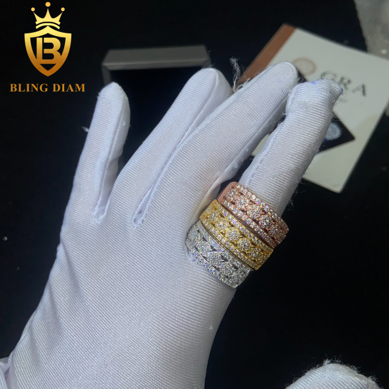 Iced-out moissanite ring