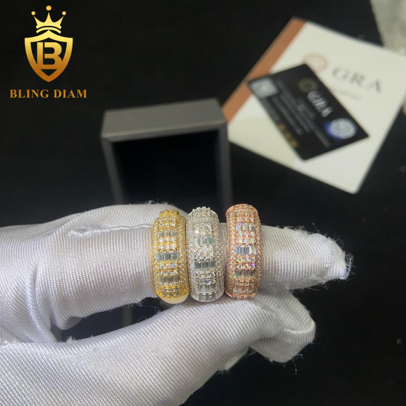 Iced-out moissanite ring