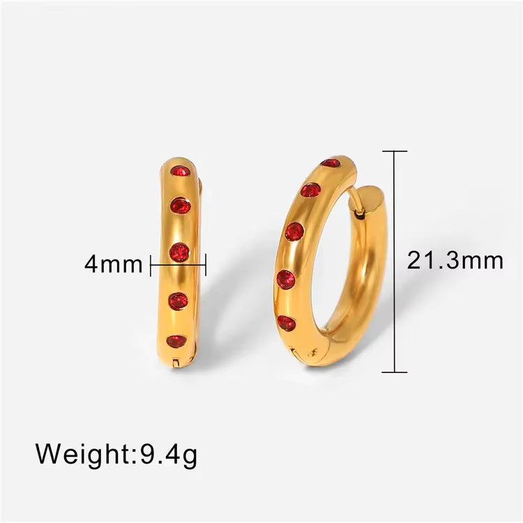 Colorful Zircon Hoop Huggie Earrings