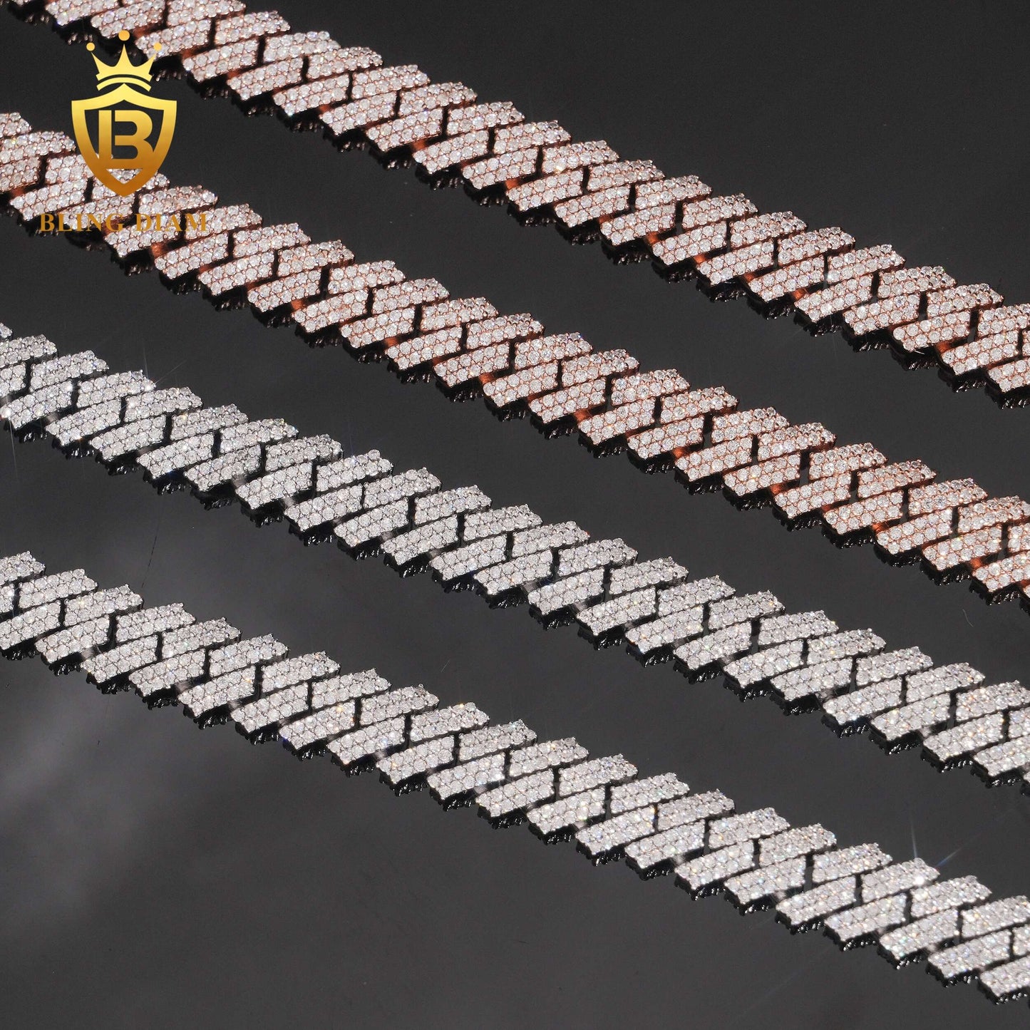 8mm Moissanite Sterling Silver Cuban Link Chain