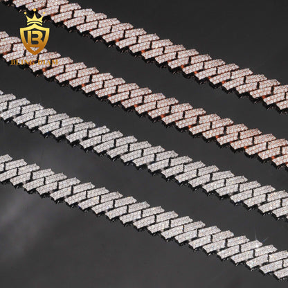 8mm Moissanite Sterling Silver Cuban Link Chain