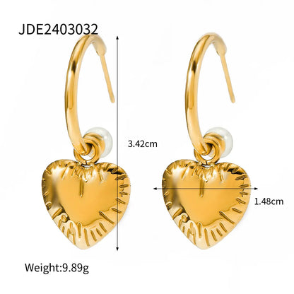 Heart-shaped Star Pearl Hoop Earrings