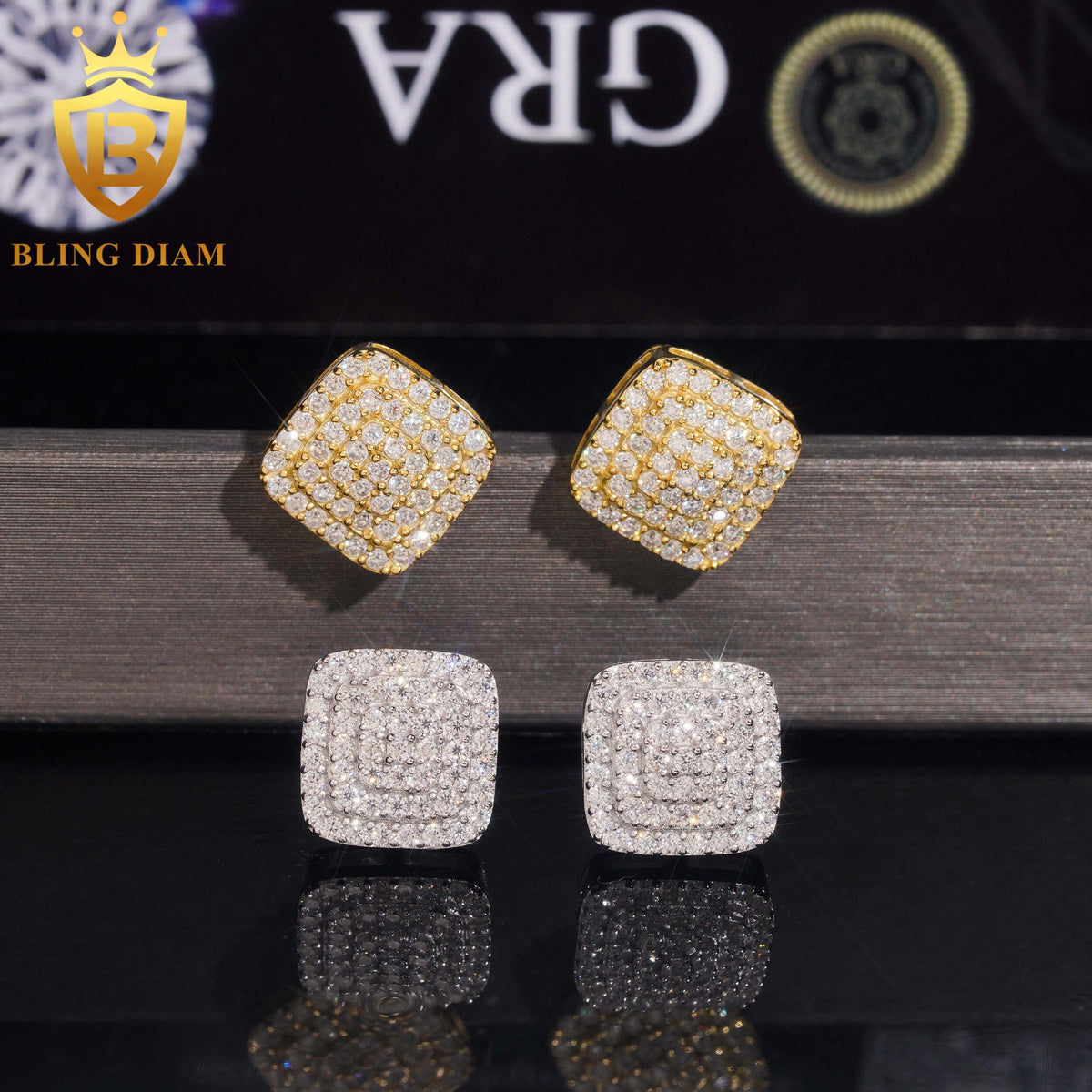 3-Row Moissanite Stud Earrings