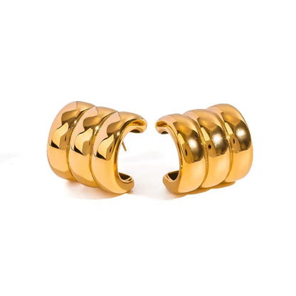 C Shaped Three Layers Stud Earrings