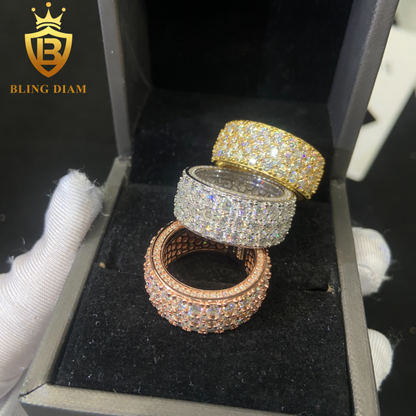 Iced-out men’s moissanite ring