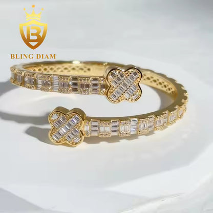 Moissanite Clover Bangle Bracelet