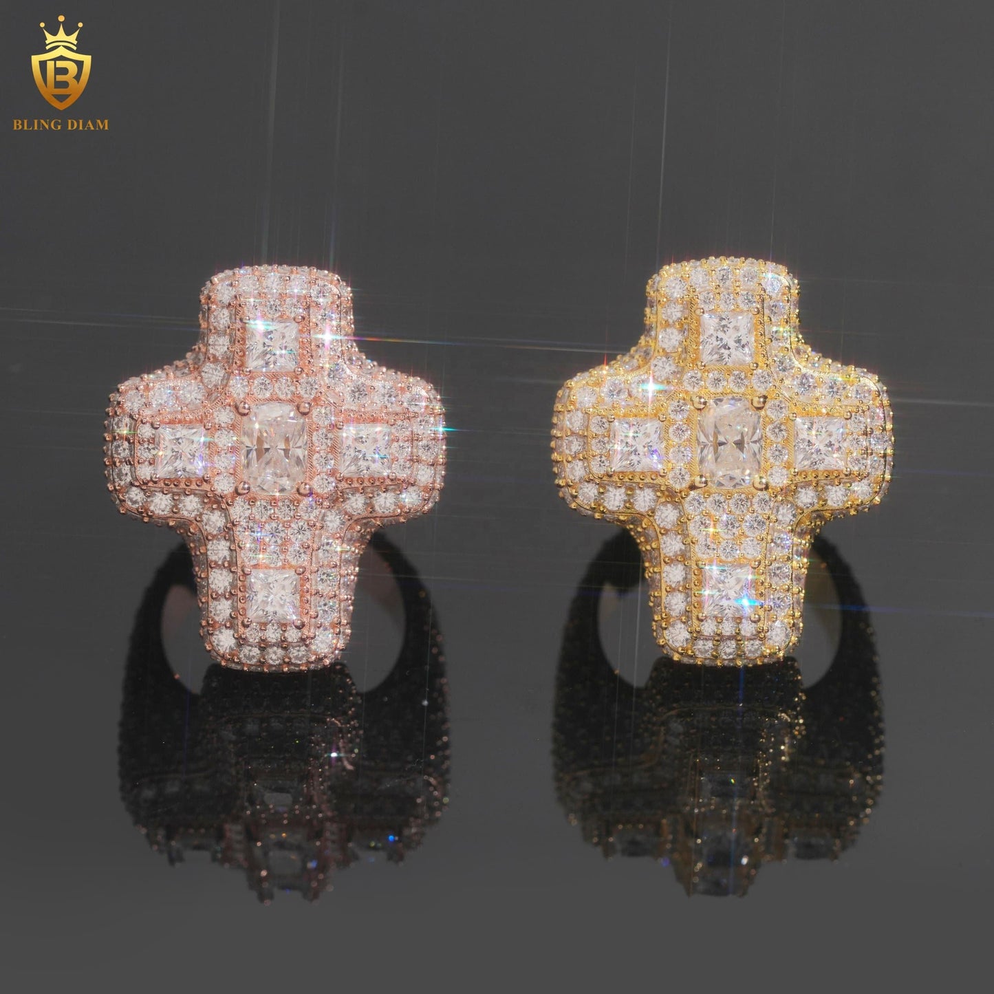 Iced-out cross ring