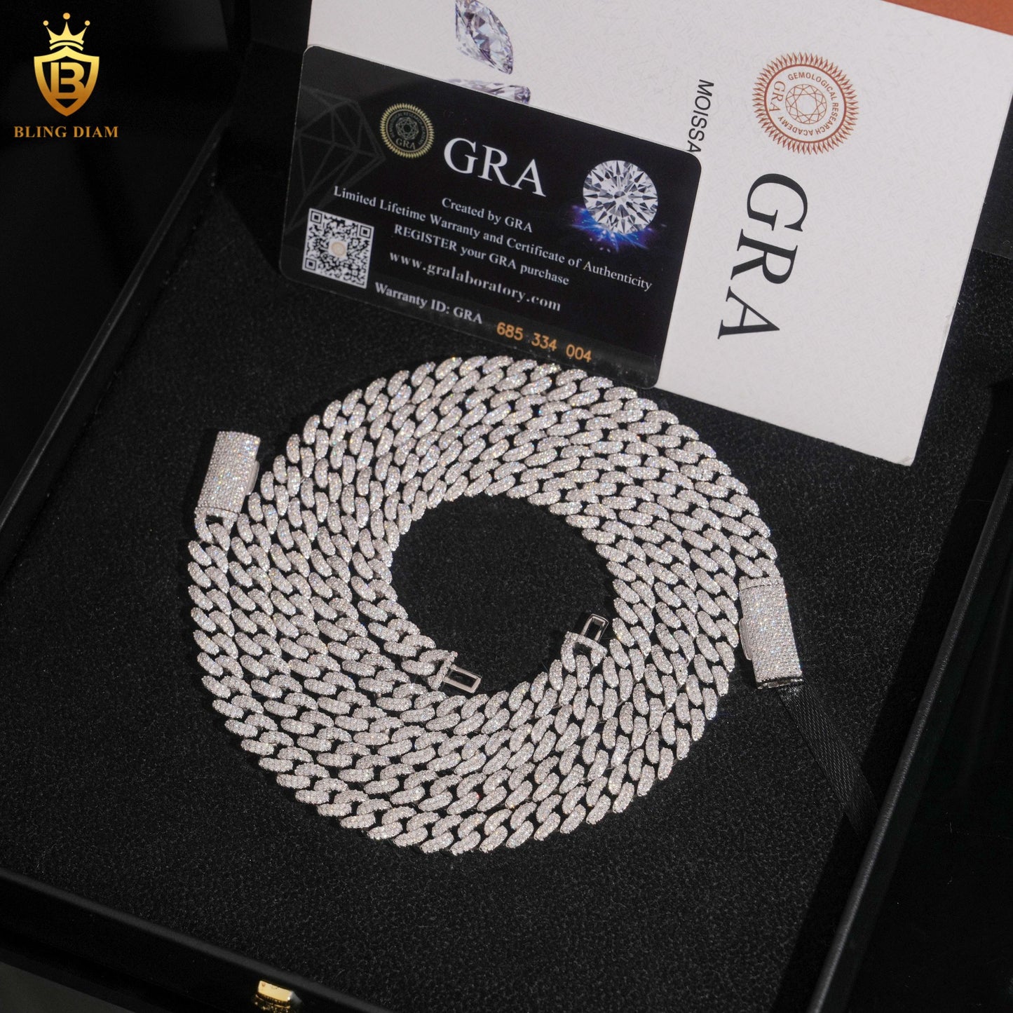 Miossanite 8mm 925 Sterling Silver Cuban Link Chain