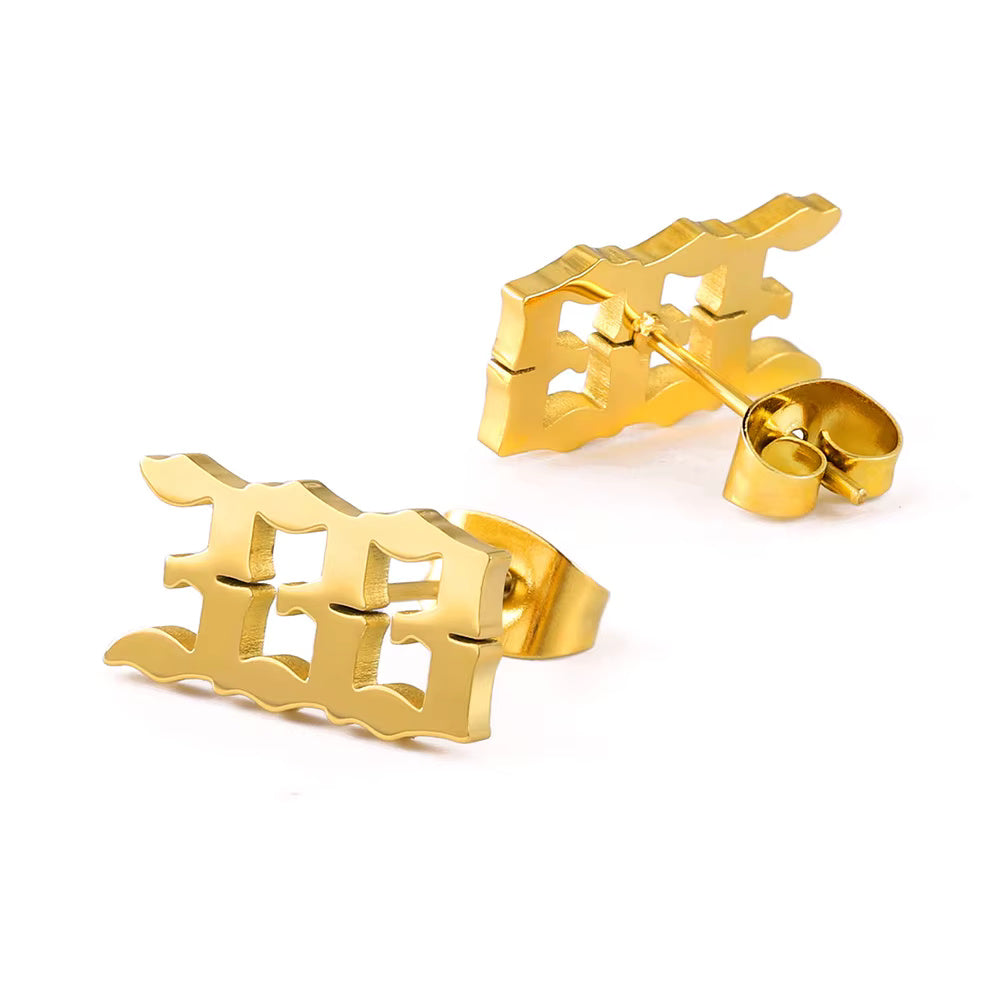 Angel Number Hoop Stud Ear Ring