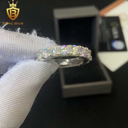 Iced-out moissanite ring