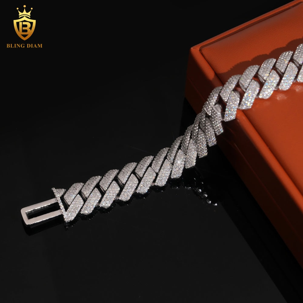 4 Row Moissanite Cuban Bracelet