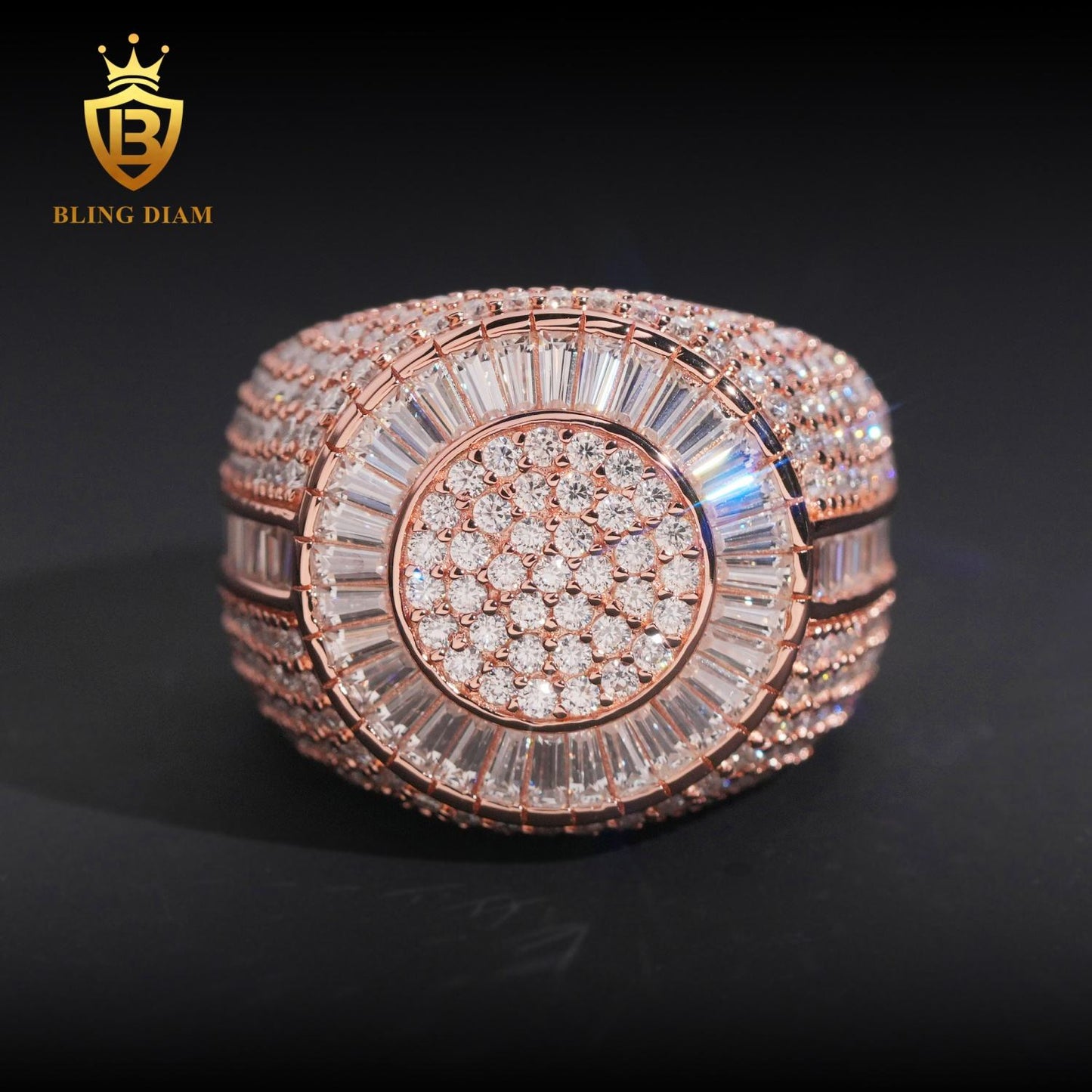 Iced Out Moissanite Ring