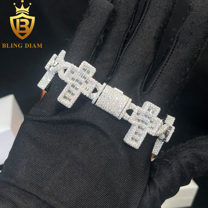 Cross Cuban Link Moissanite Bracelet