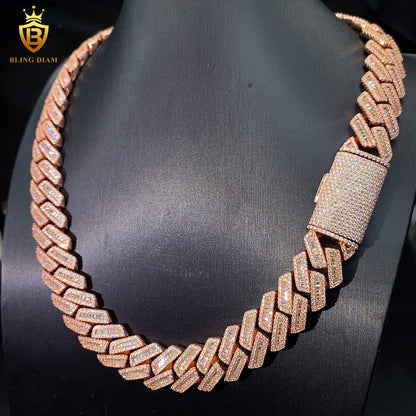 Miossanite 18MM Baguette Cut 925 Silver Chain