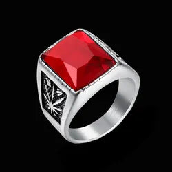 Hiphop weed stone ring