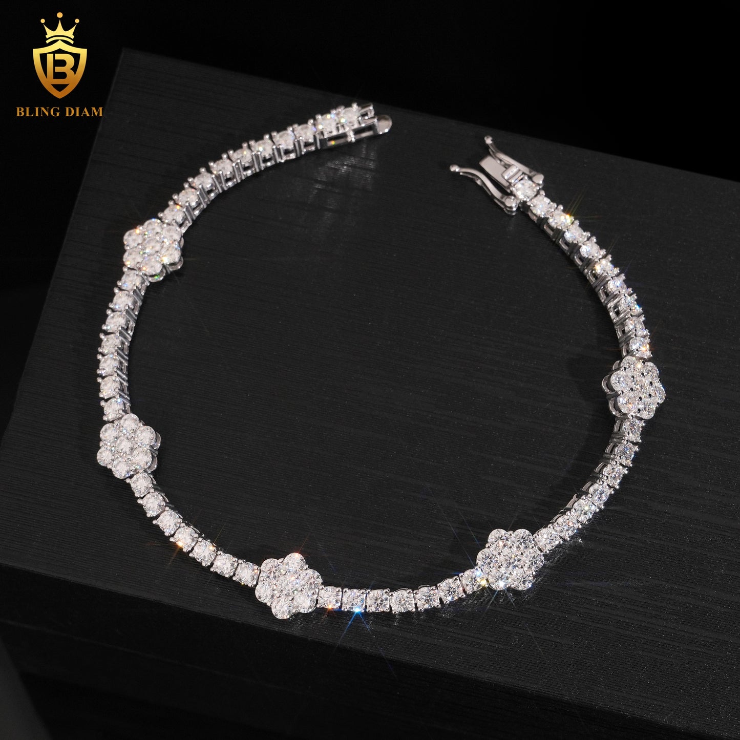 Flower Moissanite Tennis Bracelet