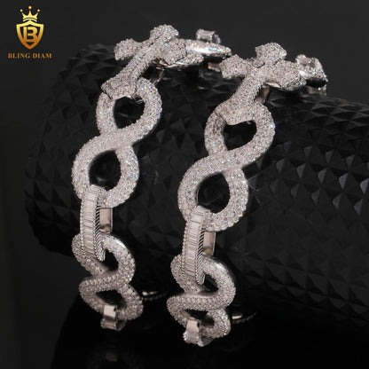 Iced Out Cross Moissanite Cuban Bracelet