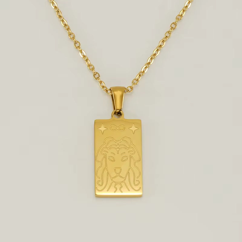 Rectangle Zircon Cross Pendant Necklace