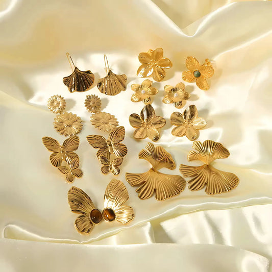 Elegant Butterfly Flower Stud Earrings