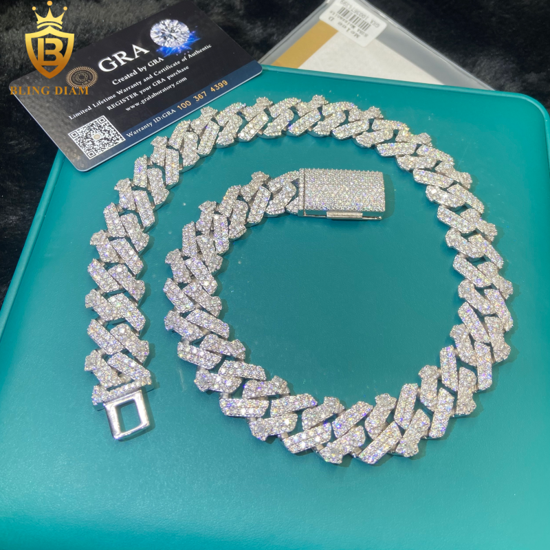 Miossanite 18mm S925 Moissanite Cuban Chains