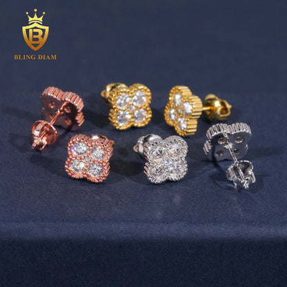 Four-Leaf Clover Moissanite Stud Earrings