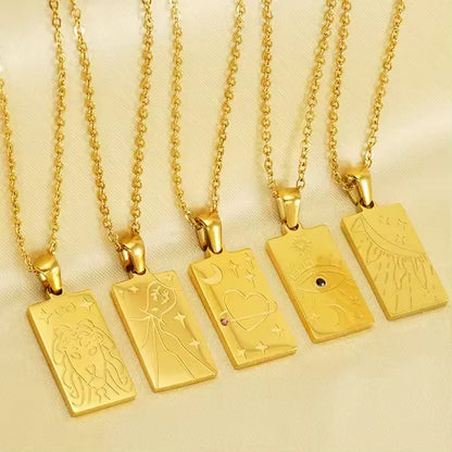 Rectangle Zircon Cross Pendant Necklace