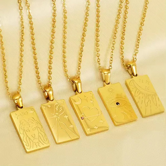 Rectangle Zircon Cross Pendant Necklace