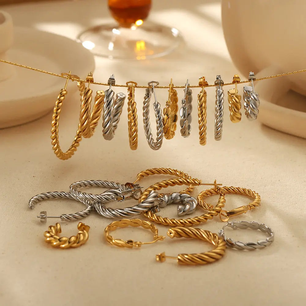 Chunky C-type Hoop Earrings