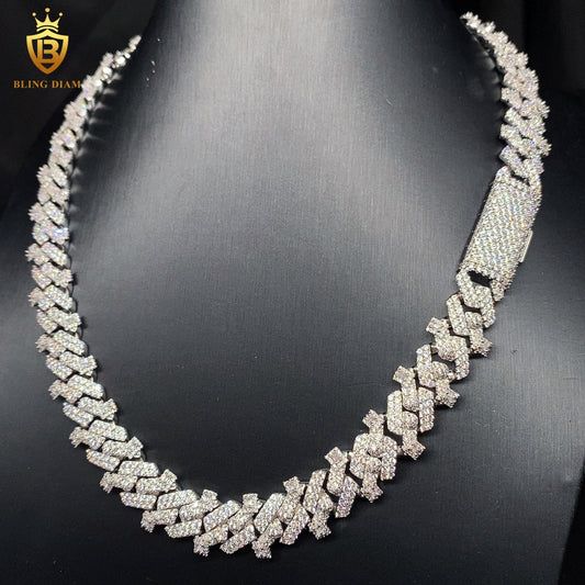 13MM 925 Silver Moissanite Cuban Link Chain
