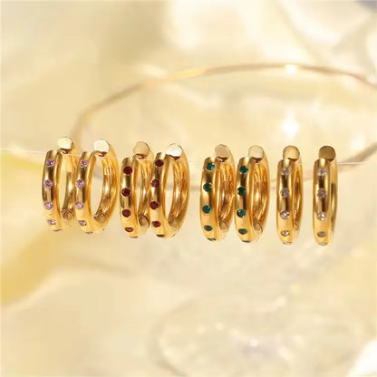 Colorful Zircon Hoop Huggie Earrings