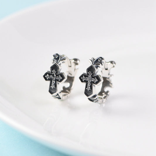Micro Inlaid Cross Earrings