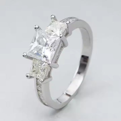 Wedding Ring - Princess Cut VVS Moissanite, Sterling Silver/Gold/Rose Gold