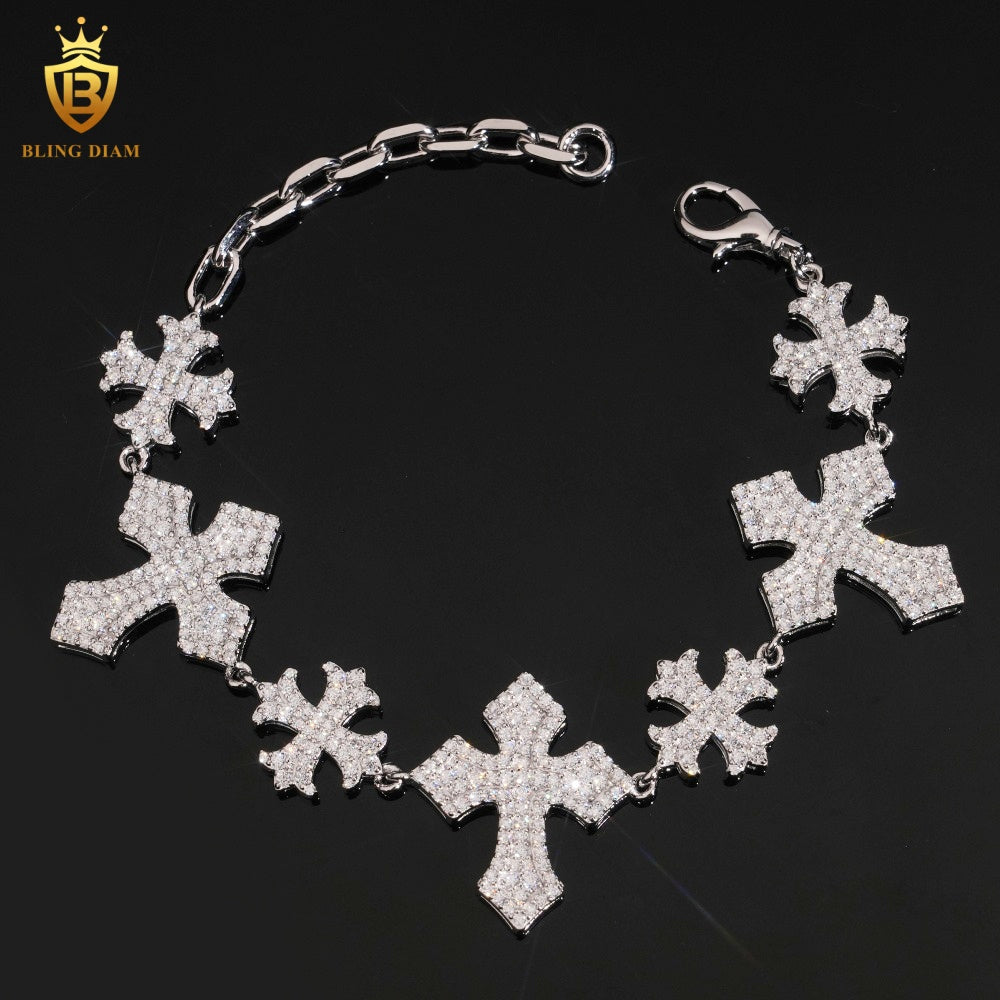 Iced Cross Moissanite Bracelet