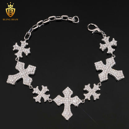 Iced Cross Moissanite Bracelet