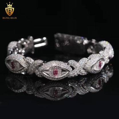 Rose Gold Pink Marquise Eye Infinity Cuban Bracelet