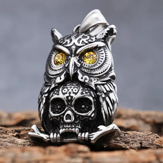 Owl Skull Pendant | Stainless Steel Necklace