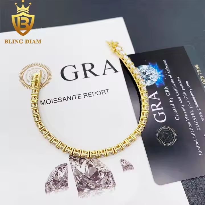 Signature Tennis Bracelet - 4mm VVS Moissanite, Gold Plated & 925 Sterling Silver