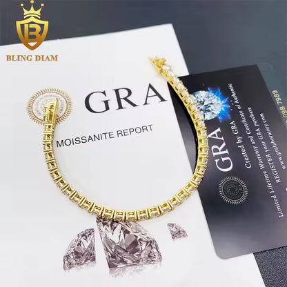Signature Tennis Bracelet - 4mm VVS Moissanite, Gold Plated & 925 Sterling Silver