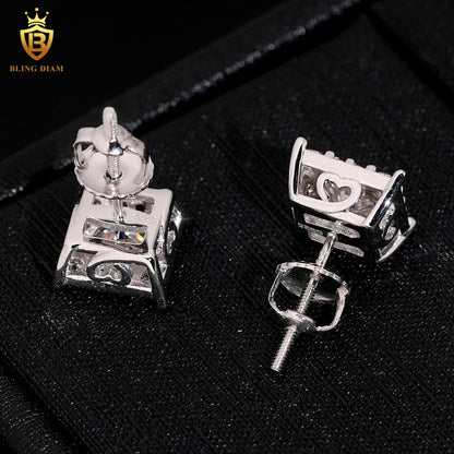 Iced-Out Square Moissanite Stud Earrings